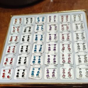 Assorted Multicolor Crystal Stud Earrings - Women's Jewelry